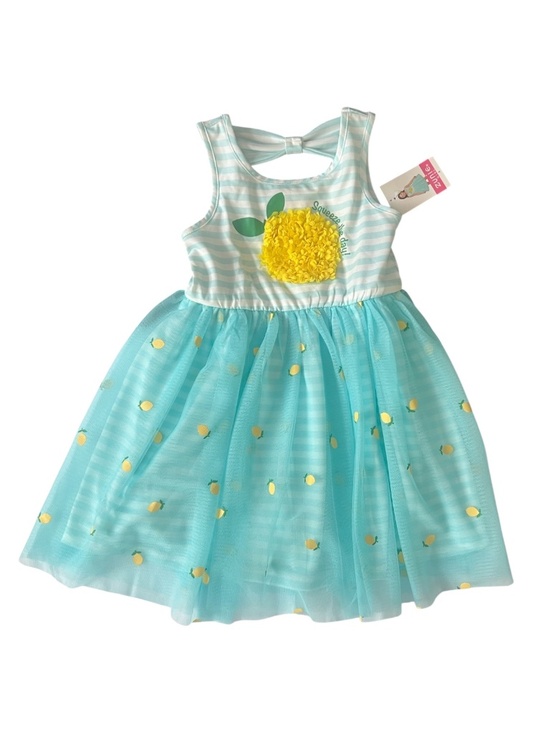 Zunie Other - Zunie Lemon Tulle Dress Size 4T Toddler Girls Blue Striped Party Dress NWT